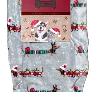 Cuddllove Christmas Dachshund Dog Throw Blanket – Gray Plush Blanket